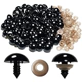 Hukiwow 200Pcs 20mm Safety Eyes for Crocheting with Washers Large 20 mm Safety Eyes Big Plastic Crochet Eyes Black Craft Eyes for Animals Doll