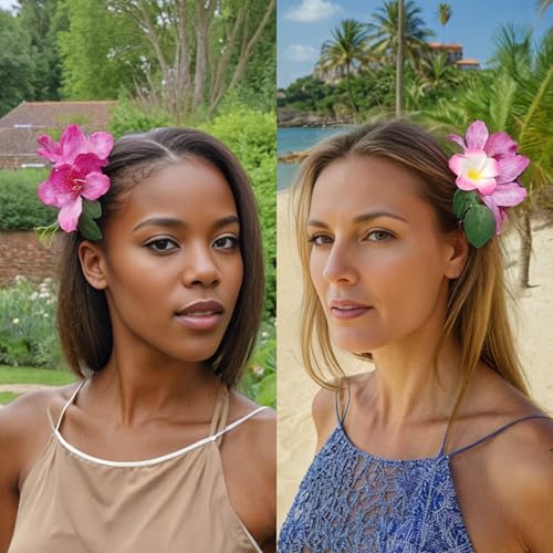 2 Piezas Pinzas de Pelo Florales Rosadas Clip de Orquídea y Plumeria para Niñas miniatura 4
