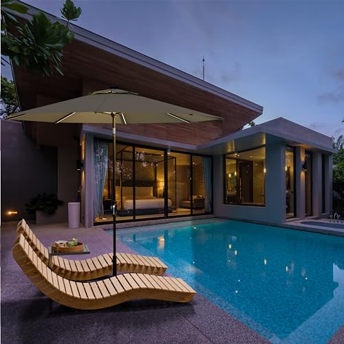 Image of Midtown Umbrellas LED Swilt - 9 Ft Solar LED Patio Umbrella, Charcoal