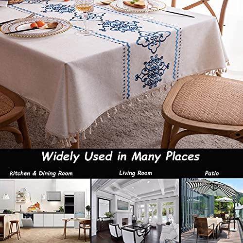 AMZALI-Table-Cloth-Embroidery-Damask-Pattern-Wrinkle-Free-Heavy-Weight-Cotton-Linen-Farmhouse-Tablecloth-Decorative-Fabric-Tassel-Table-Cover-for-Outdoor-and-Indoor-Use-Rectangle55-x-87-Inch AMZALI Table Cloth Embroidery Damask Pattern Wrinkle Free Heavy Weight Cotton Linen Farmhouse Tablecloth Decorative Fabric Tassel Table Cover for Outdoor and Indoor Use Rectangle55 x 87 Inch