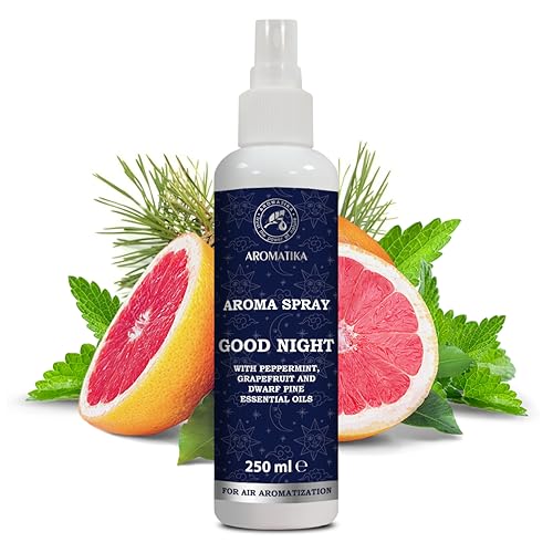Spray Profumato Buona Notte 250ml - Spray con Olio Essenziale di Pepperimint e Pompelmo e Pino nano - Spray per Ambiente - Aromatica Stanza e Lino Spray - Nebbia per Ambienti - Deodorante per Ambienti