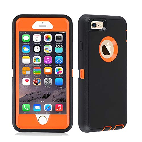 Co-Goldguard Case for iPhone 6s Plus 6 Plus,[Not for iPhone 6 6s] Heavy Duty Durable 3 in 1 Built-in Screen Protector Hard Cover Dust-Proof Shell for iPhone 6+ 6s+ 5.5 inch,Black&Orange