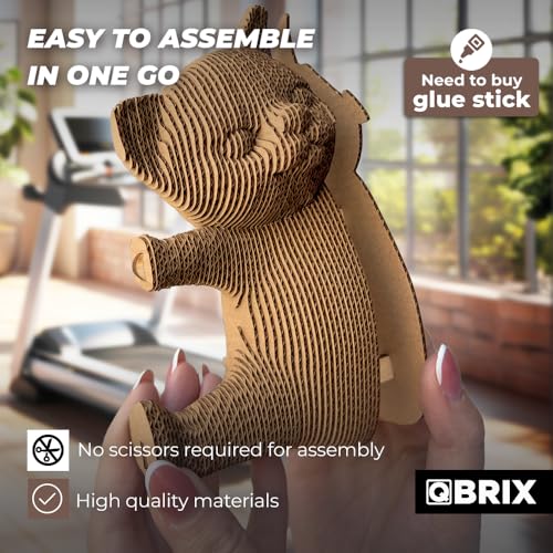 Image of QBRIX Gymnast Cat 3D Puzzles for Adults, 3D Puzzles for Adults, 3D Model Kit for Teens, DIY Crafts for Home Decor, Original Gift for Boys&Girls 14+, Cardboard Model Building Kit