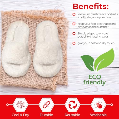ALENAS Home Slippers for Women, Fuzzy Plush Faux Fur Lined Flip Flops, Fashion Gift Slippers with Anti-Slip Sole3