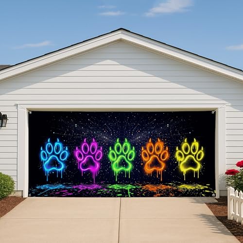 Housse de garage pattes fluo pour masquer une porte usée et décorer - 7