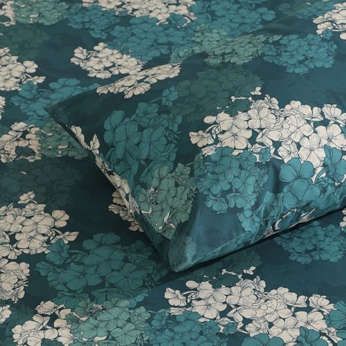 Image of Bedsheet Set | GOTS Certified 100% Organic Cotton Percale | 200 TC | Breathable & Skin-Friendly (King, Hydrangea)