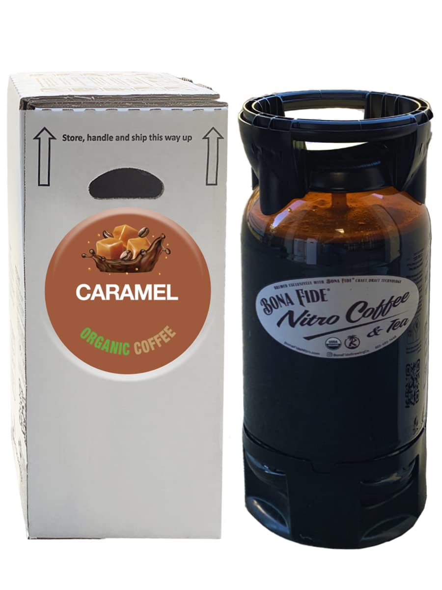 Cold Brew Caramel Coffee, Organic, PET Keg, 5 Gal, Draft Coffee In Keg Still/Flat