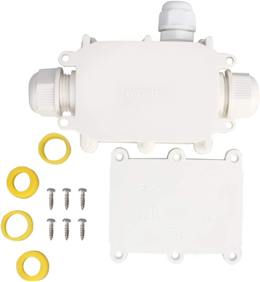 Fielect External Junction Box Waterproof IP68 Outdoor Junction Box Underground Electrical Junction Box PG9 Connector 3 Way Plug Electric Power Cord Boxes, 81x69.5x37mm