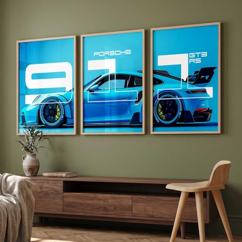 Image of kotart Big Sports Car Framed Posters Gift Items for Boys Room Wall Decoration Bedroom Living Room Office Studio Decor | Car Poster Frame for Wall Decor Set Of 3 Size (13 X 17 inch)