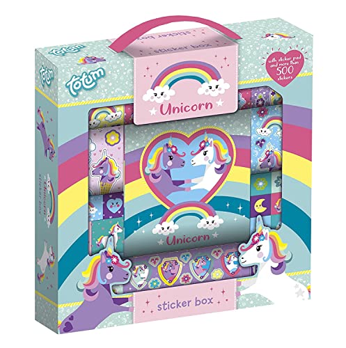 TOTUM 71391 - Kit creativo, diseño de unicornio, 12 r+2s+bkl, caja de pegatinas más de 1000 con cuaderno , color/modelo surtido