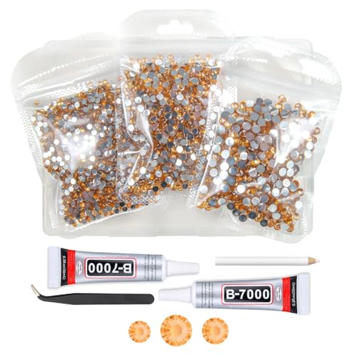 qiipii Caramel Golden Crystal Resin Rhinestones w B7000 Jewelry Glue for Bedazzling Crafting Flatback Stones 3mm 4mm 5mm Diamonds Crystals Gems for Nails Face Eyes Makeup Tumblers Bottles DIY Crafts