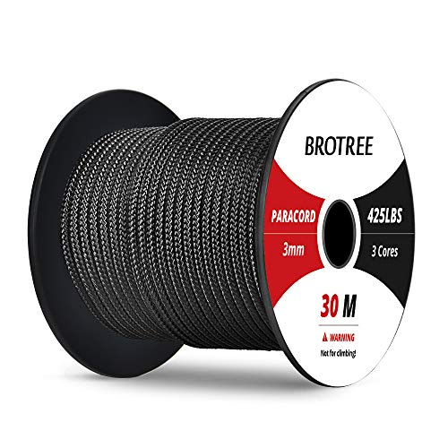 Brotree 3mm Paracord Nylon Seil mit 3 Strängen Fallschirmschnur Reißfestem Kernmantel Seil (Standard, Reflektierende)