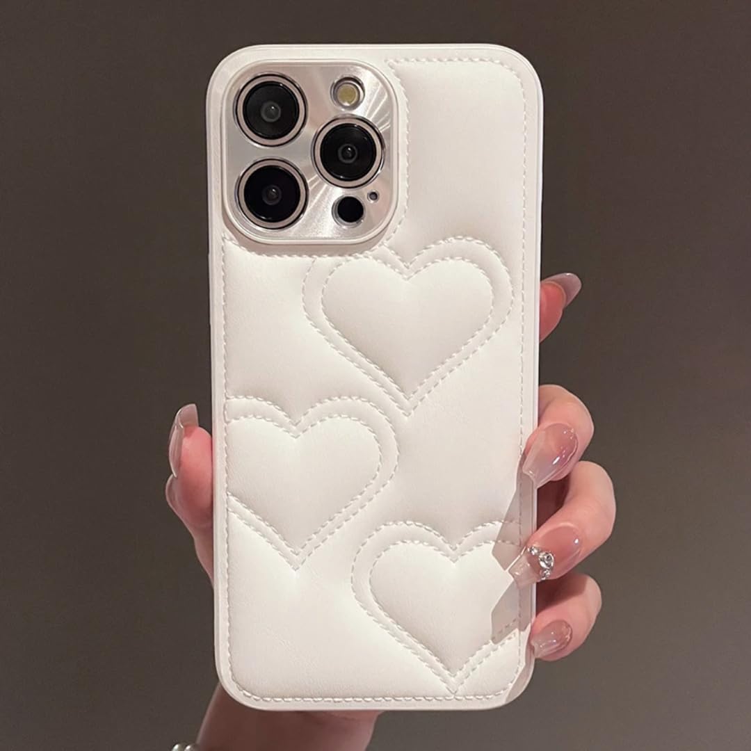 Funda Protectora Suave con diseño de corazón de Amor, chapada en Plata de Lujo para iPhone Air (para iPhone Air/Blanco)