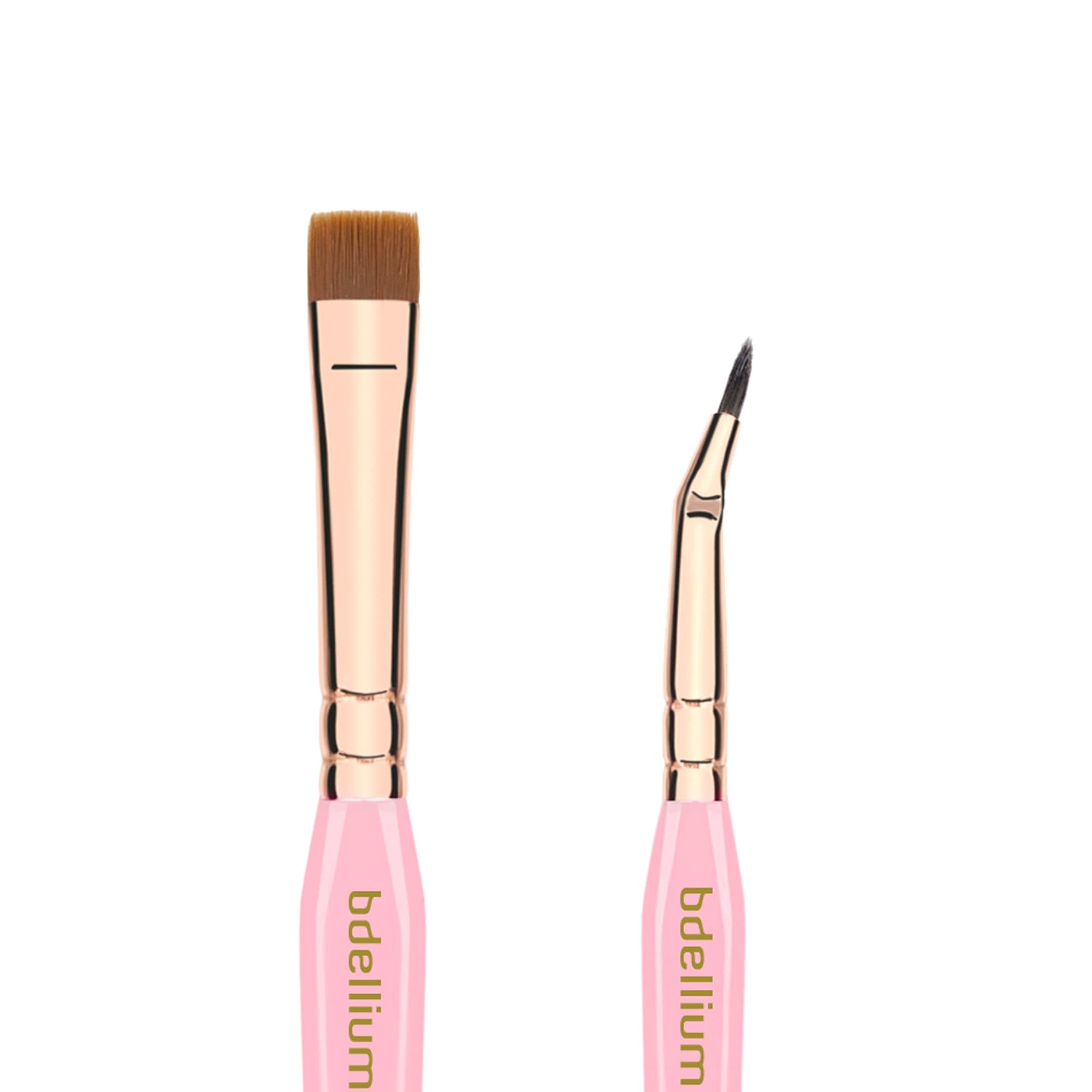 Bdellium Tools Lot de 5 pinceaux de maquillage triangulaires rose doré – Kit de pinceaux essentiels polyvalents pour les yeux avec poils synthétiques doux et virole en laiton or rose pour une gamme de