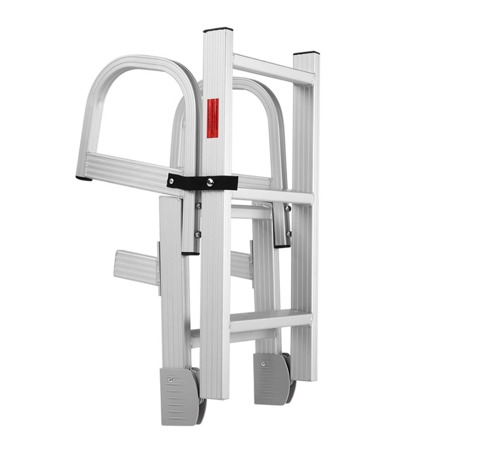 Aimery 5 Steps Folding Swim Ladder,Pontoon Fishing Boat Ladders with Handrail Grips & Accessories, Aluminium Extension Rope Ladder for Pool Entry/