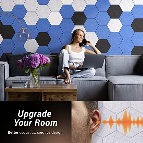 Image of 36 Pack Hexagon Acoustic Panels, TONOR 12 inchx 10 inchx 0.4 inch High Density Sound Proof Panels for Walls, Sound Deadening Insulation Treatment Foam Panel, Sound Absorbing Padding for Studio, Office, Home, Grey