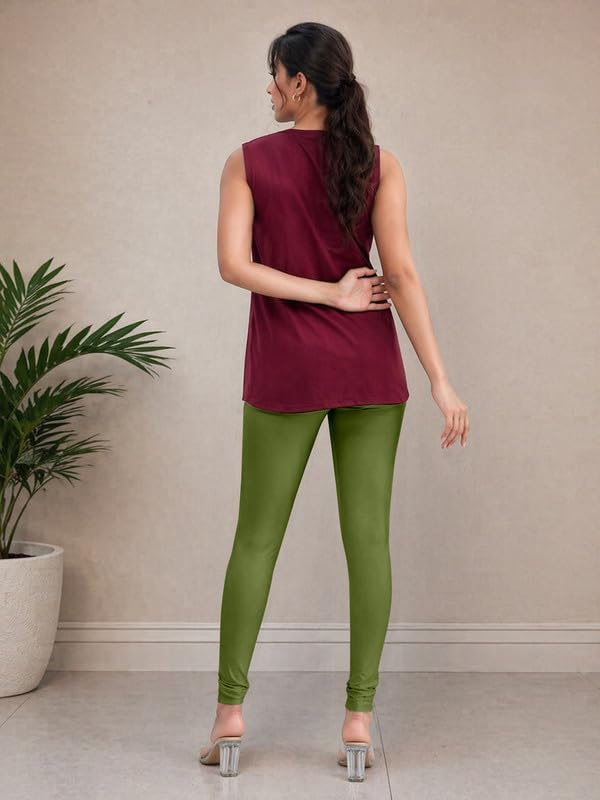 Image of TRENDMALLS Women's Microfiber Elastane Stretch Soft Churidar Length Leggings with Ultrasoft Waistband