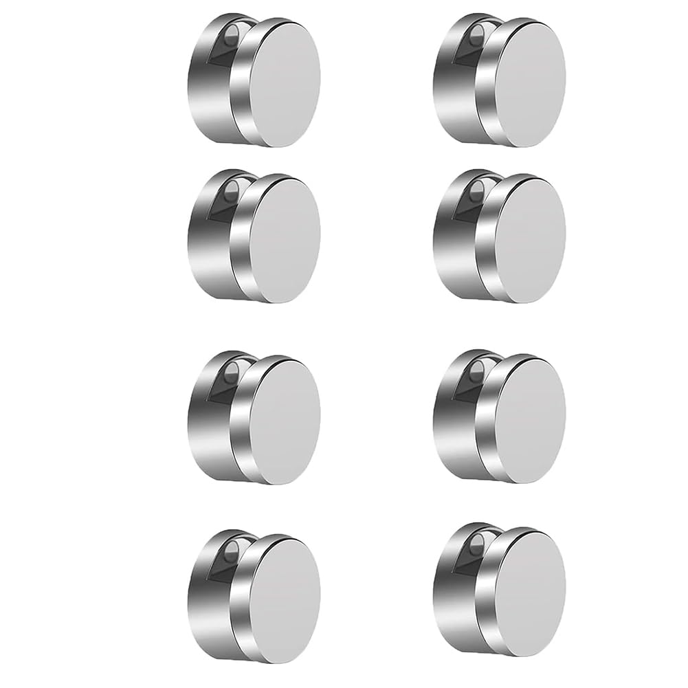 Sxmrmnx Silver Frameless Mirror Mounting Hardware Kit Mirror Holder Clips Round Shape Dual-Screw Fixing Mirror Glass Hanging Bracket