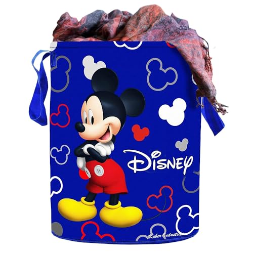 Image of Kuber Industries Round Laundry Basket For Clothes|Disney Team Mickey Print|Toy Storage Organizer|Capicity 45 L (Blue)