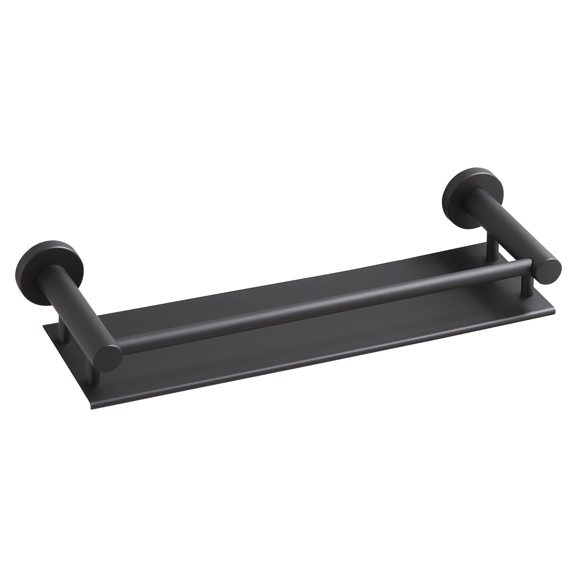 bgl Matte Black Bathroom Shelf Wall Mounted 40CM – Modern Rustproof Shower Storage Rack with Guard Rail, Space-Saving Bathroom Organiser for Shampoo