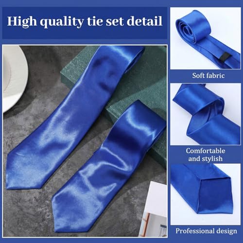 Image of Syhood 6 /12 /24 Pcs Men Ties Set Solid Satin Pure Color Business Formal Necktie Tie 57 inch for Men Occasion Wedding