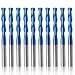 HQMaster 10PCS 1/8" 17mm Carbide Flat Nose End Mill CNC Router Bits Double Flute Upcut Spiral Set Tool Nylon Resin ABS Acrylic PVC MDF Hardwood