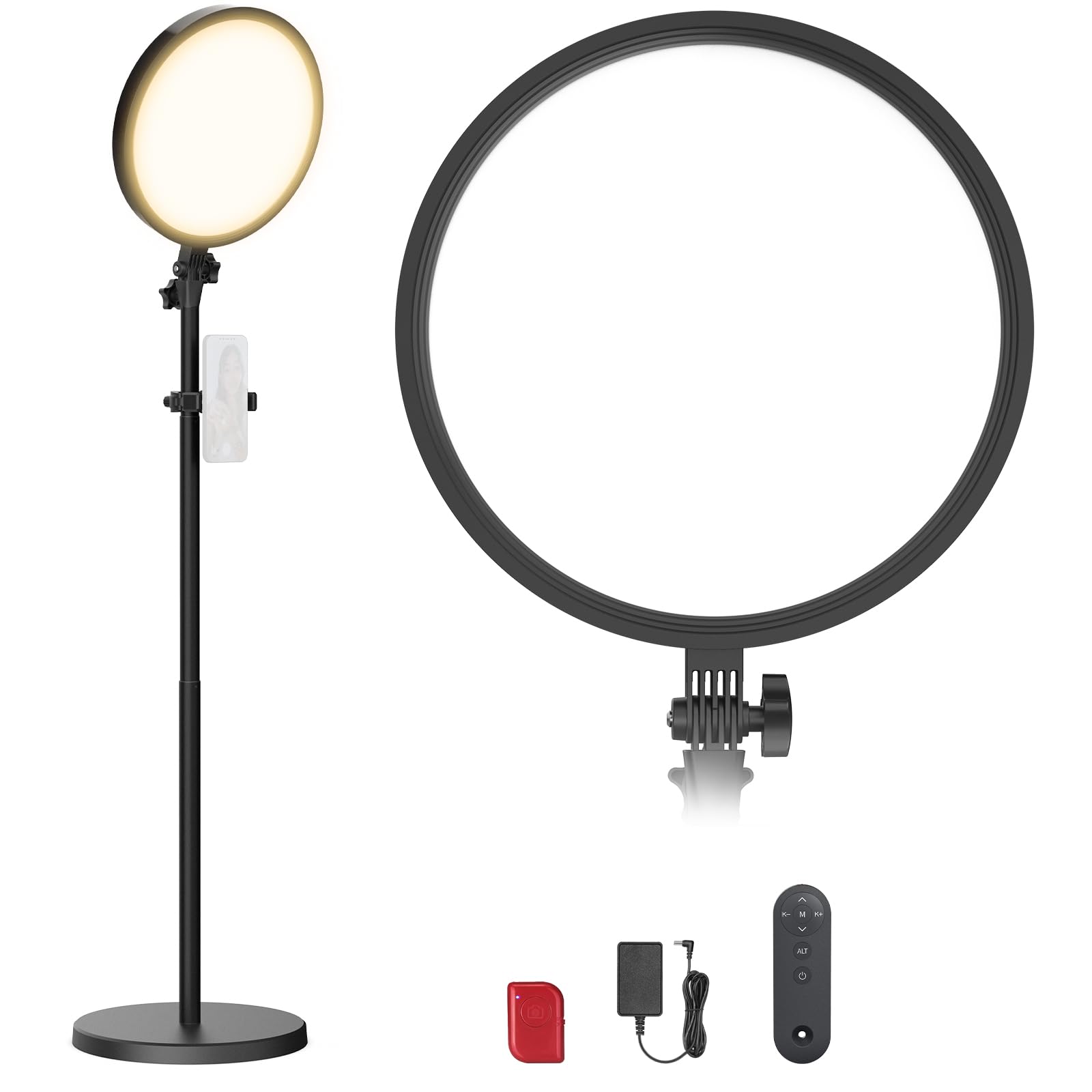 NEEWER BASICS Ring Light Grande da 13" 45W con Supporto 66", Luce Pannello LED a Schermo Intero 3000K-6500K CRI95+ con Porta Telefono/Telecomando per Video Selfie Streaming Trucco Studio Foto, BR45B