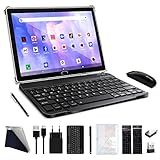 2023 Neueste Tablet 10 Zoll Android 11 4G LTE Tablet PC Mit 2 SIM 1 SD Slot 4GB RAM 64GB ROM 128GB TF Mit Tastatur Maus Stift, 13 MP, 6000mAh, 1.6GhzOcta-Core, 1080 FHD| Wi-Fi | GPS | Bluetooth-Grau