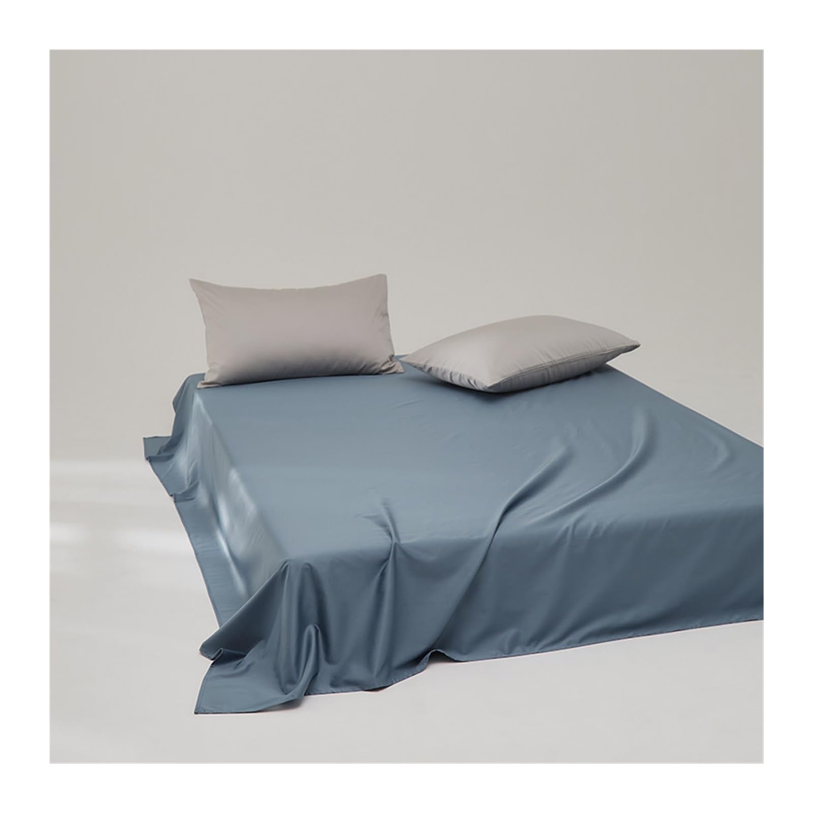 Sábanas Planas 120x230cm a 245x270cm Sabanas encimeras 500TC satén de algodón de Fibra Larga sábana Superior Ultra Suave Ropa de Cama(Blue,120x230cm)