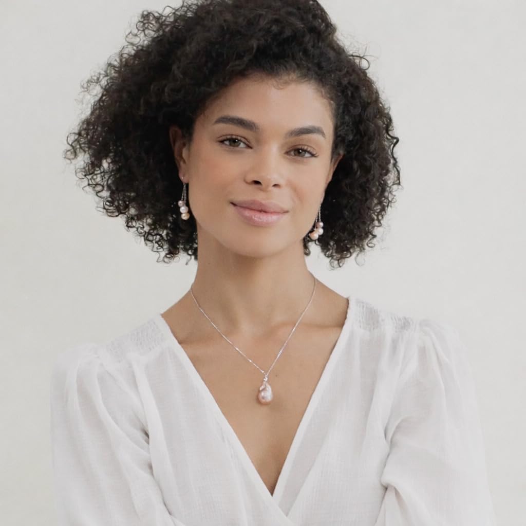 THE PEARL SOURCE Freshwater Pearl Earrings for Women, 7-8mm Cultured Pearl, AAA Grade, Sterling Silver, Classic Fine Jewelry Gift for Women - Image 2