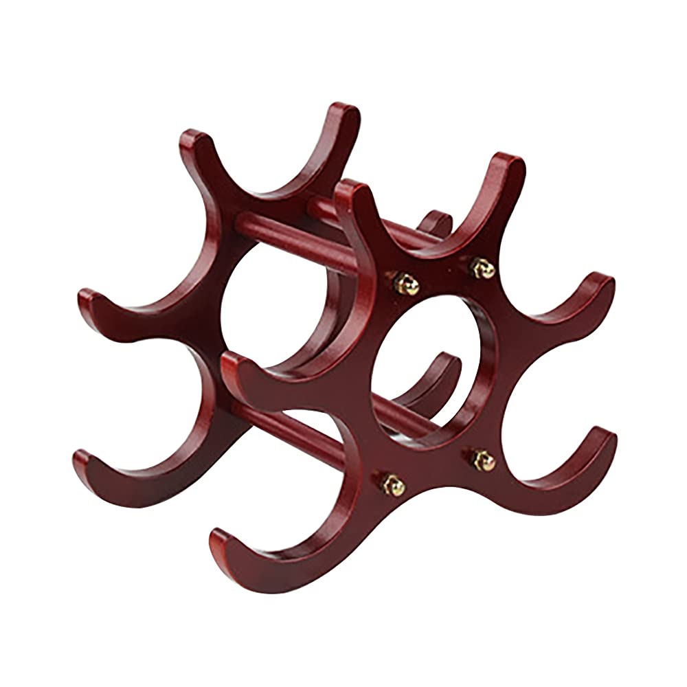 PaNeTnya Red Wood Six-Bottle Wine Racks,Countertop Wine Bottle Racks, Wine Bottle Display Stand for Home Decoration and Kitchen Storage Racks