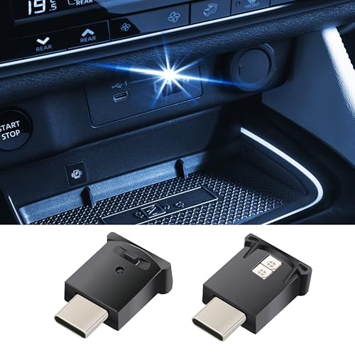 Mini USB LED Car Light, DC 5V Intelligent Interior Car Lights, Atmosphere Lamp for Car, Plug-in Interface, Suitable for Car, Laptop Keyboard, Home Office, Adjustable Brightness (Type-C-2)