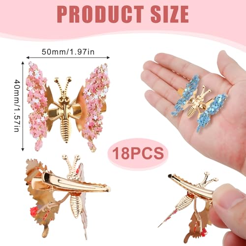 Pinzas para cabello mariposa metálicas doradas 12 pzas miniatura 2