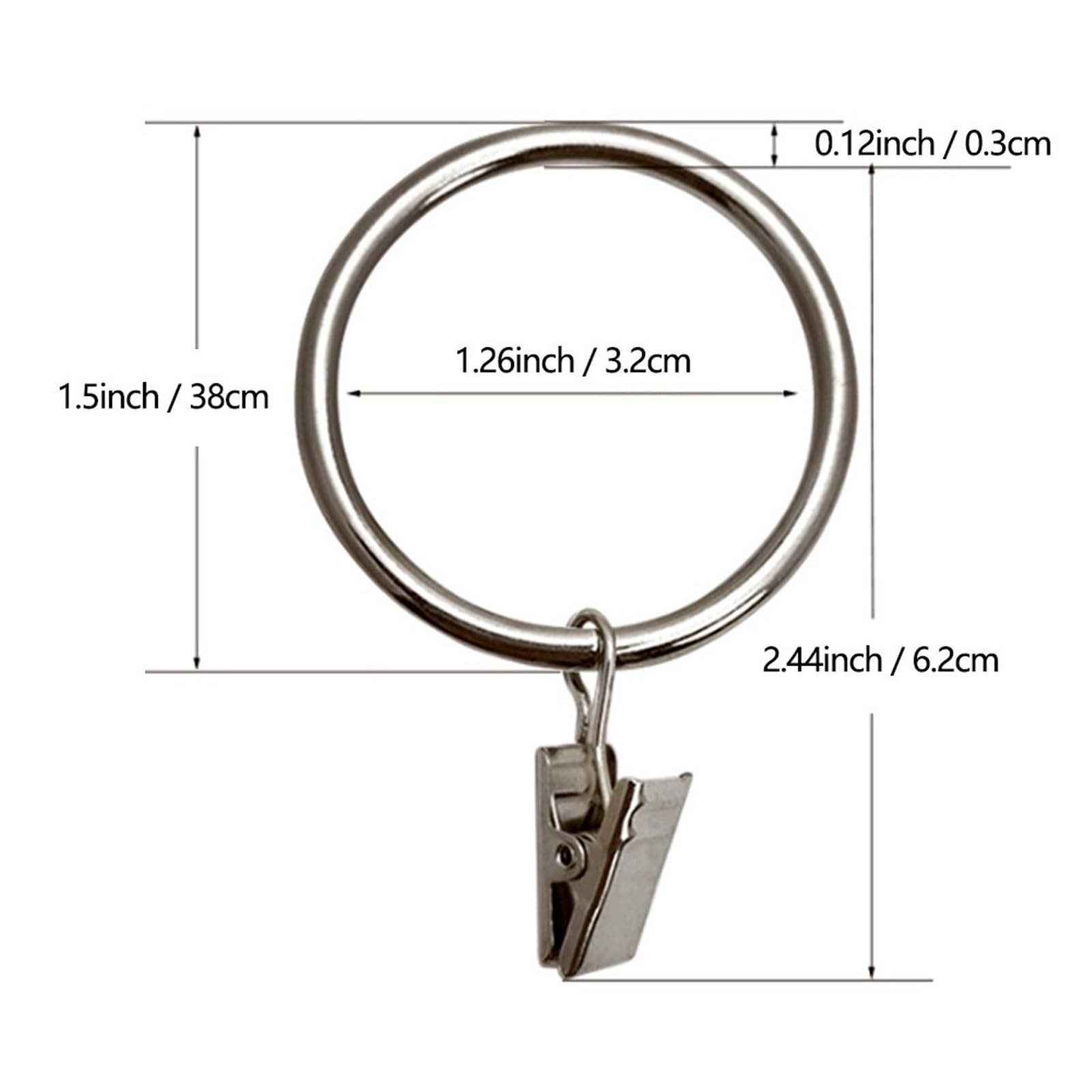 Duschvorhangringe Silberne Vorhangringe mit Clips, Metall, Badezimmerzubehör, Wohndekorationsring(40 Pieces)