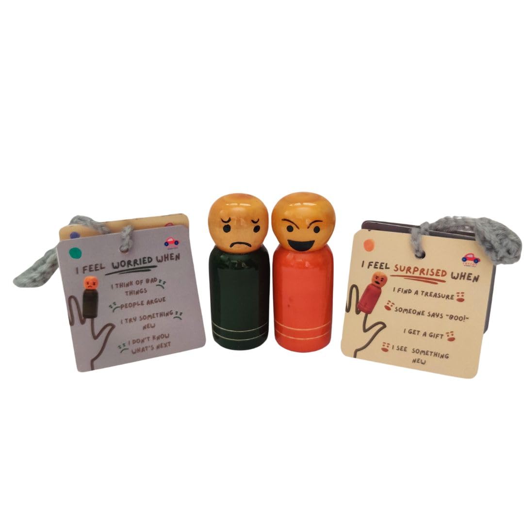 Wooden Finger Puppets for Kids - Puppet Toys for Kids Baby Boy and Girl | Hand Puppets Toys for 0-6 Months Baby for Brain Development (Set of 2) (Suprised & Worry)-image-14