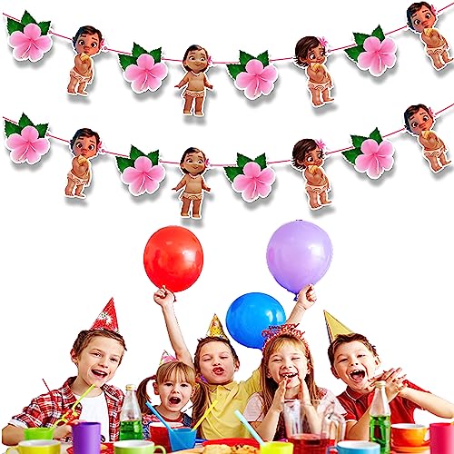 Image of BBY Mna Garland Decoration - Tropical Island Theme Birthday Party Supplies - Colorful Hawaiian Luau Garland for Birthday, Baby Shower, Family Celebration, School Events, and Cartoon Inspired Decor