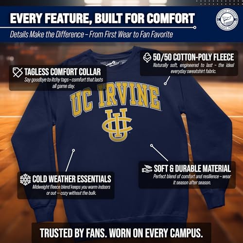 Image of NCAA College Sweatshirt Fleece Crewneck Pullover for Men and Women | Officially licensed NCAA college gameday crewneck pullover - 9 oz fleece lined sweatshirt with arch and logo design