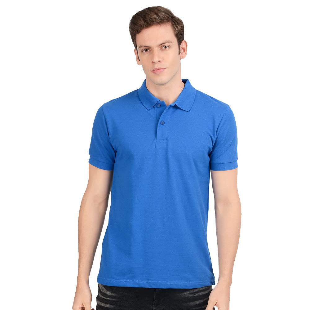 AWG ALL WEATHER GEAR Men's Regular Fit Half Sleeve Cotton Polo T-Shirt Royal
