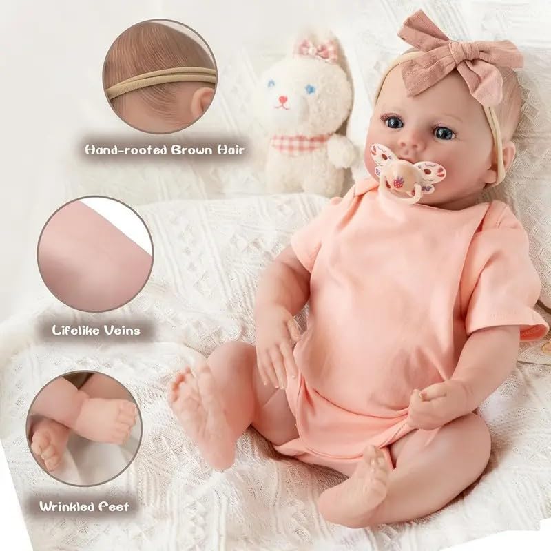 Miniatura 3 de iCradle Muñecas de bebé Reborn de 19 pulgadas, muñecas realistas de silicona para recién nacidos, muñecas de bebé lindas hechas a mano con ojos