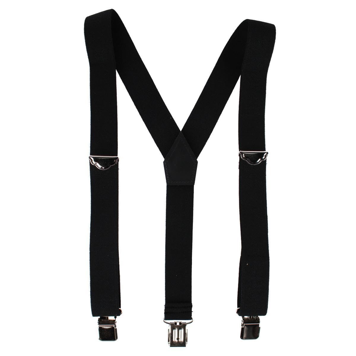 Welch Men's Big & Tall Elastic 38 mm Y-Back Clip End Braces, Black
