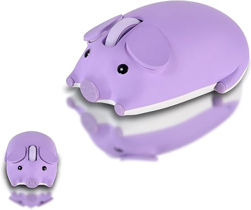 Miniatura 9 de elec Space Mouse inalámbrico con diseño de cerdo lindo modo dual Bluetooth y ratón USB, funcionamiento silencioso, ergonómico, perfecto para