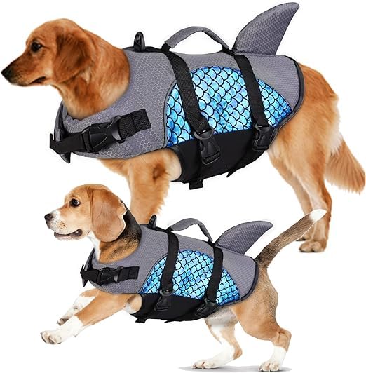Olpad Dog Life Jacket Pet Life Vest, Puppy Dog Flotation Lifesaver Preserver Swimsuit with Handle for Swim, Pool, Beach, Boating, for Small, Medium