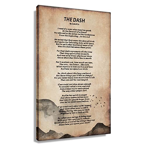 The Dash Wall Art Vintage Poem Quote Posters For Home Print Bathroom Picture Gifts Wall Artwork Decorative Canvas For Bedroom Painting Oil Modern House Decorations Canva Photos (12X18Inch(30X45Cm),Unframed) #TOP11
