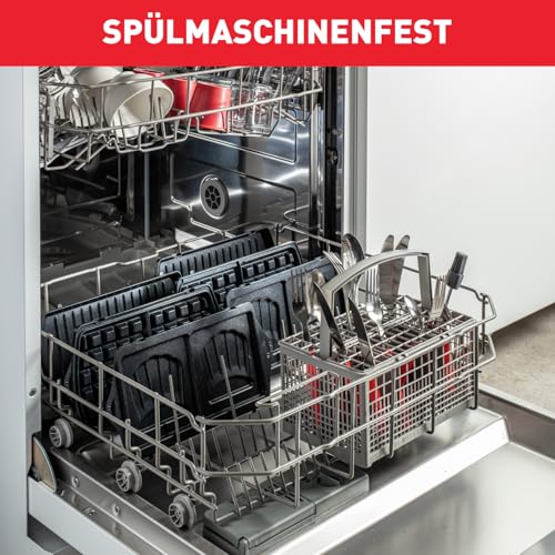 Tefal Snack Collection 4-er Set SW854D, Kombigerät, Inklusive 4 antihaftbeschichter Plattensets, Spülmaschinengeeignet, Panini, Waffeln, Sandwich, süße Küchlein, 700W,Schwarz/Edelstahl 5