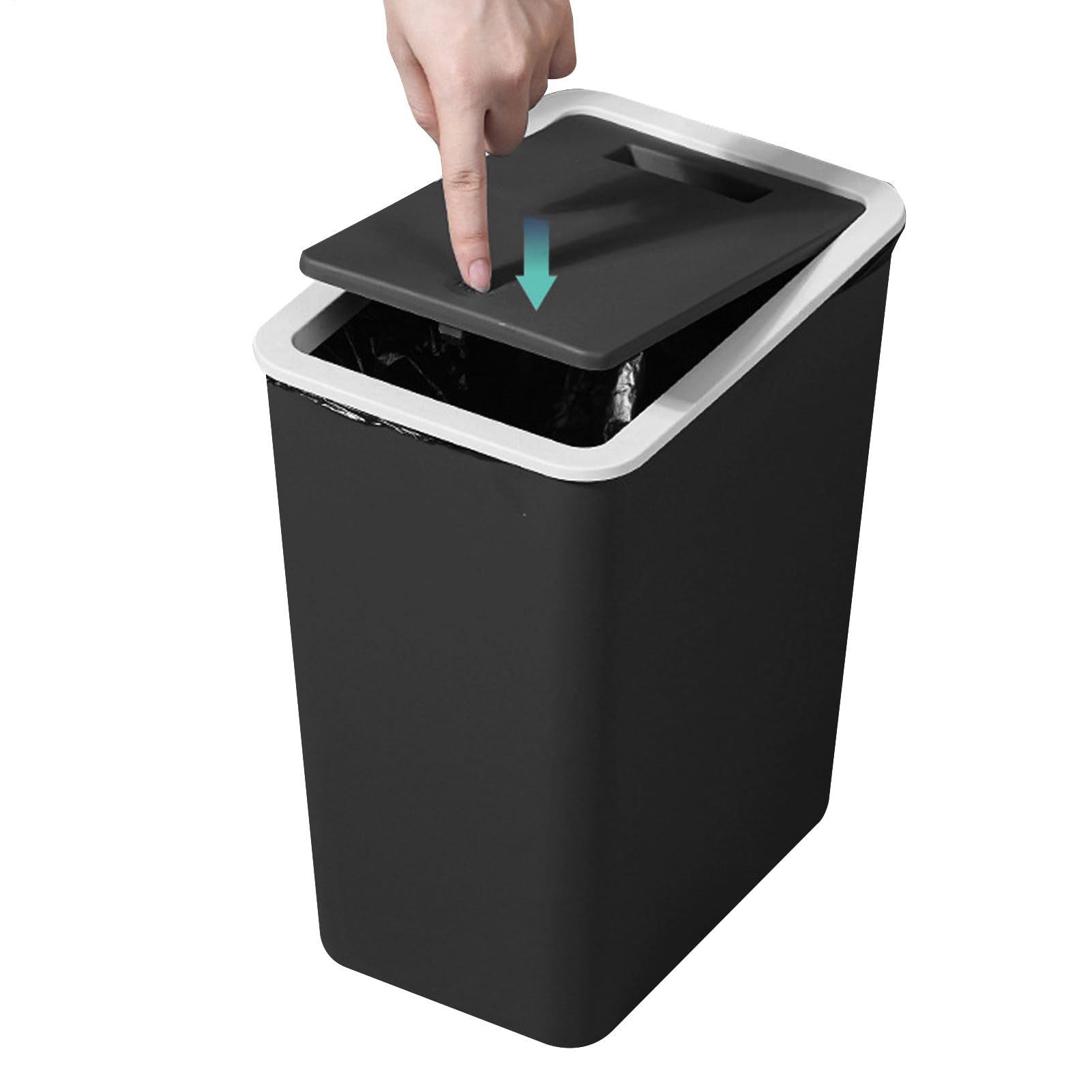Generisch Mülleimer Mit Deckel | Abfalleimer | 13L Schmaler Mülleimer Mit Druckknopf Für Dekorative Inneneinrichtung Badezimmer Küche Wohnzimmer