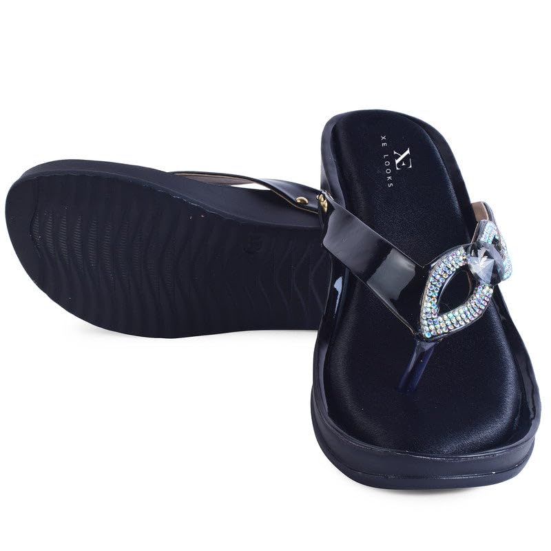 Image of XE Looks Stunning Black Comfortable Slippers For Women