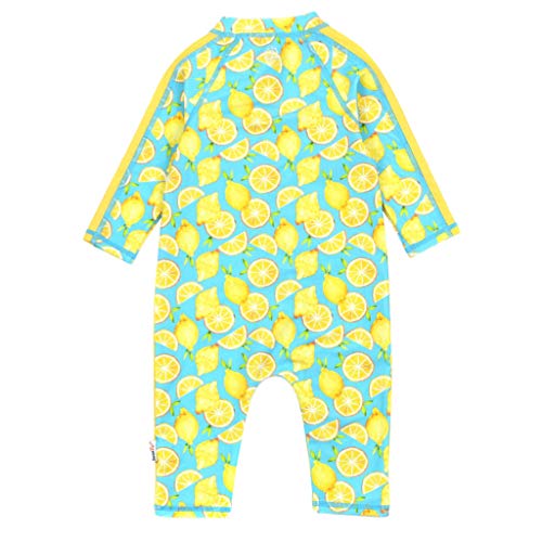 SwimZip Kid's Lemon Sunsuit - 6-12 Month + Aqua Wide Brim Sun Hat - 6-24 Month3