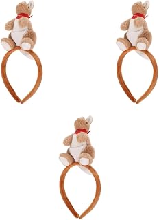 LOGOFUN 3pcs Cute Plush Kangaroo Doll Headbands Australian Animal Zoo Hair Accessories for Halloween Parties Photos