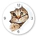 Produktbild Wanduhr aus Glas, rund, Come Kitty!, süße Katze, 30x30 cm von Eurographics