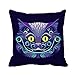 Housse d'oreiller Alice Applique La Tête du Chat du Cheshire De Fairy Taie D Oreiller Rétro Taie d'oreiller Souple Housse De Coussin pour Voiture, Lit, Chaise, 45X45Cm